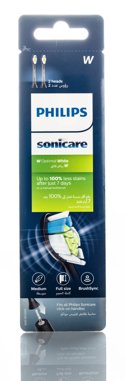 Philips Sonicare W Optimal White 2 Brush Heads-Black [HX6062/96]