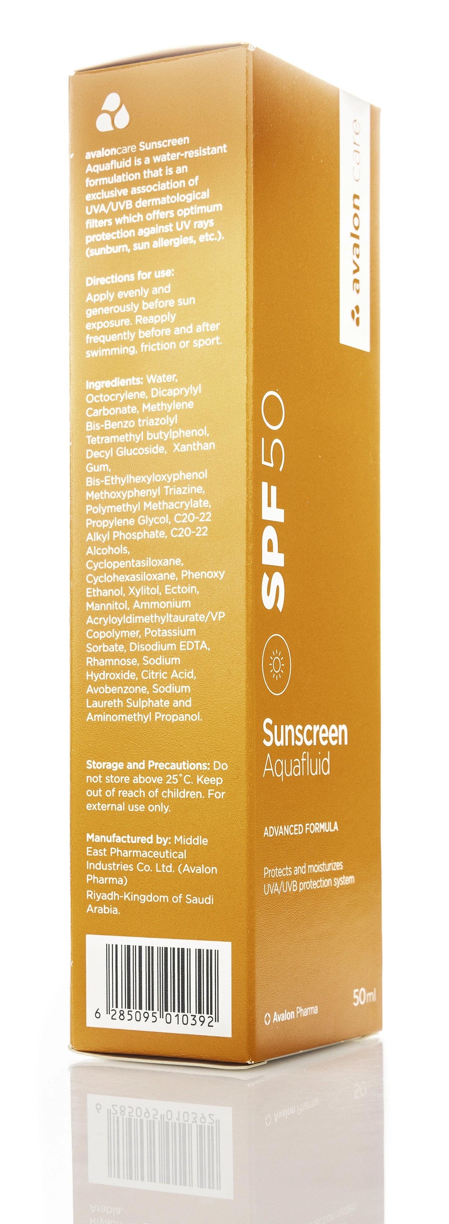 Avalon care Sunscren Spf50 Aqua Fluid 50 Ml