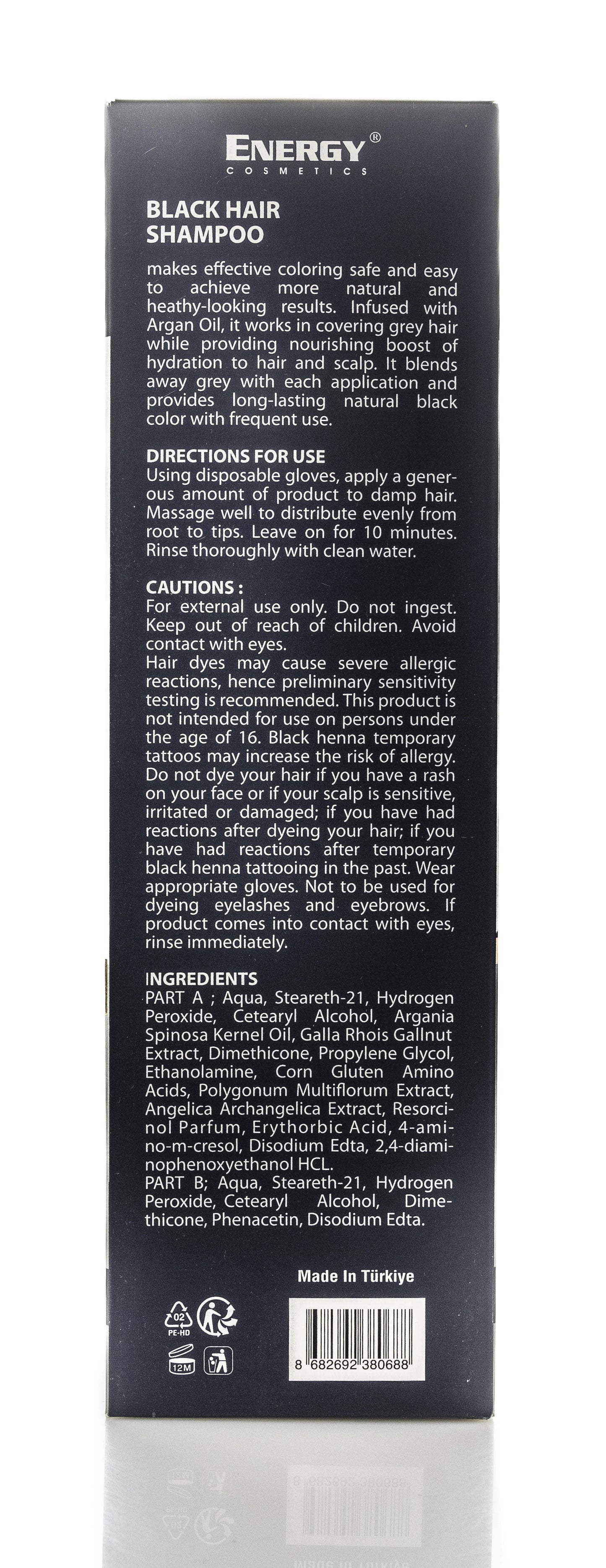 Energy Cosmetics Hair Color Shampoo [Black] 350 Ml