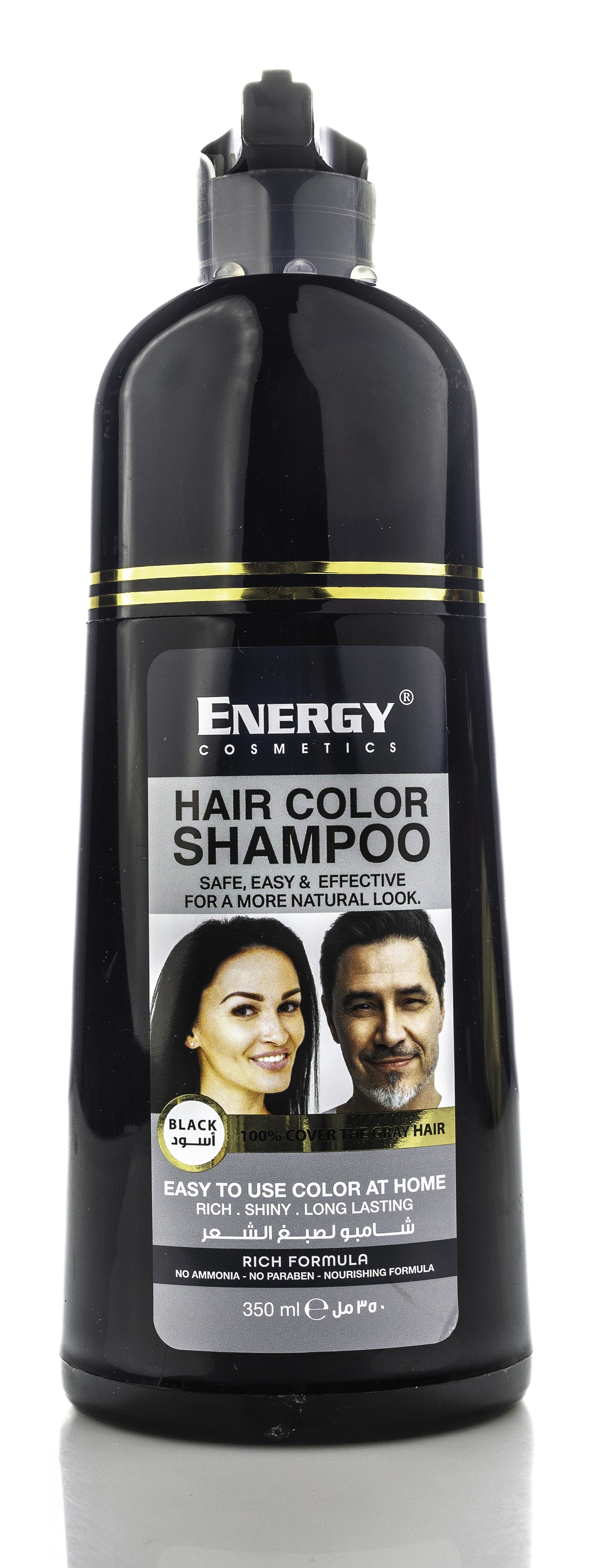 Energy Cosmetics Hair Color Shampoo [Black] 350 Ml
