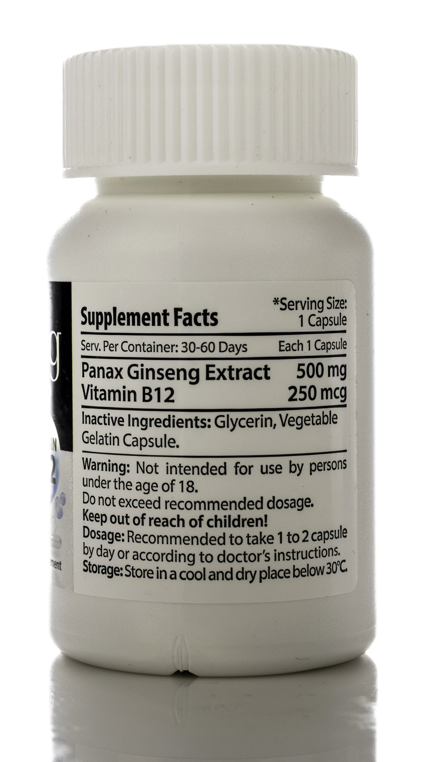 Ginseng 500mg+Vitamin B12 250Mcg 60 Capsule