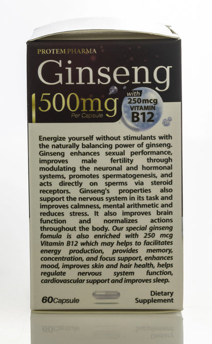 Ginseng 500mg+Vitamin B12 250Mcg 60 Capsule
