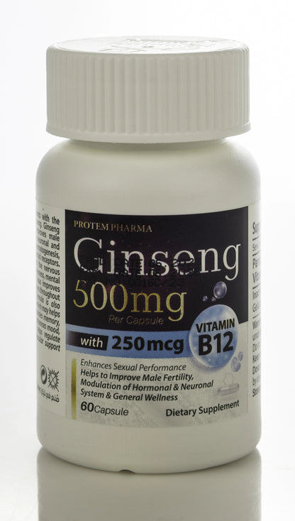Ginseng 500mg+Vitamin B12 250Mcg 60 Capsule
