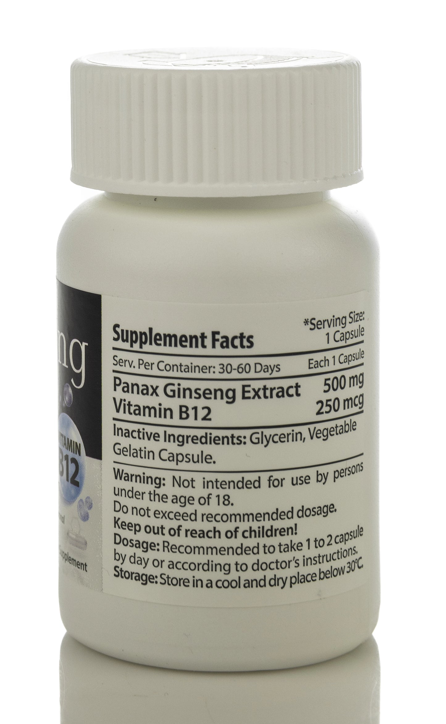 Ginseng 500mg+Vitamin B12 250Mcg 60 Capsule