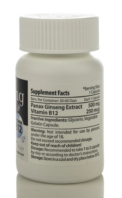 Ginseng 500mg+Vitamin B12 250Mcg 60 Capsule