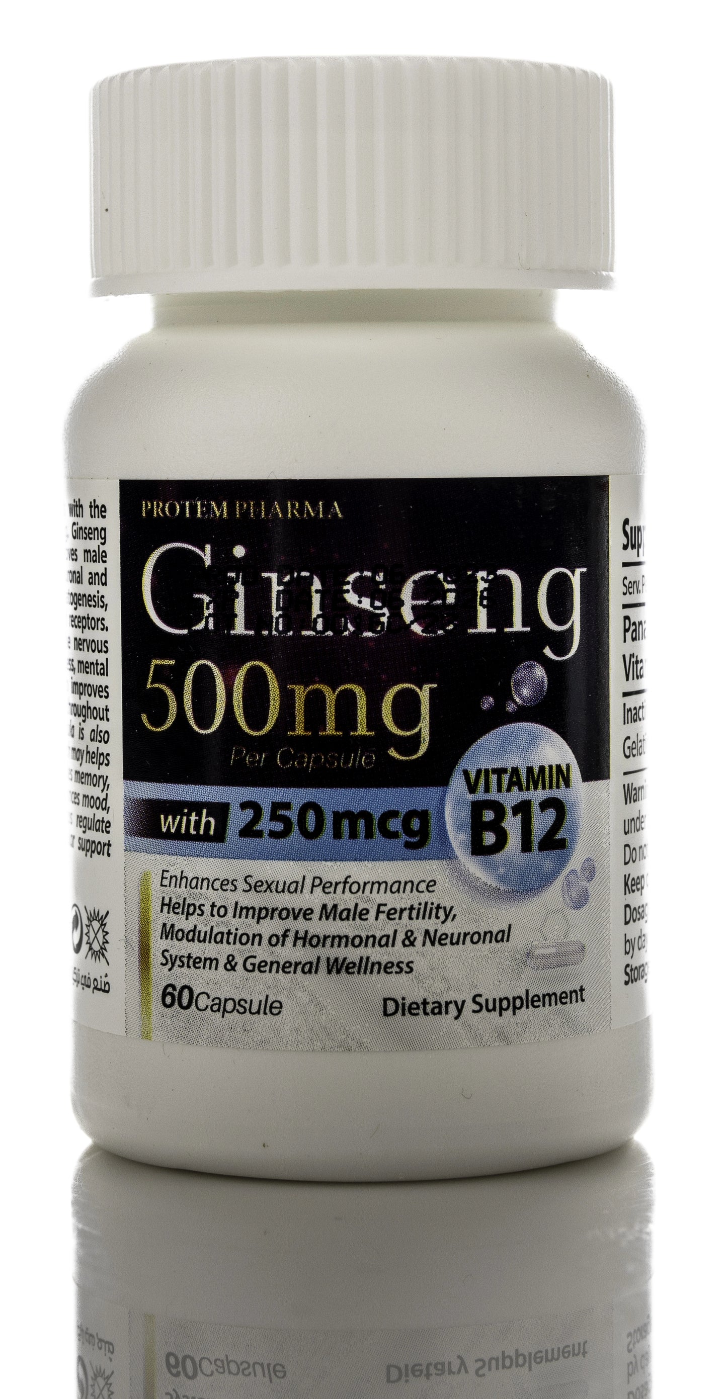 Ginseng 500mg+Vitamin B12 250Mcg 60 Capsule
