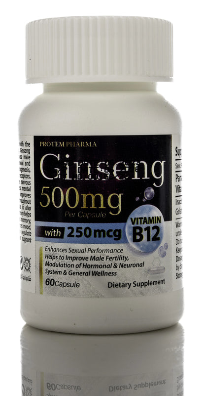 Ginseng 500mg+Vitamin B12 250Mcg 60 Capsule
