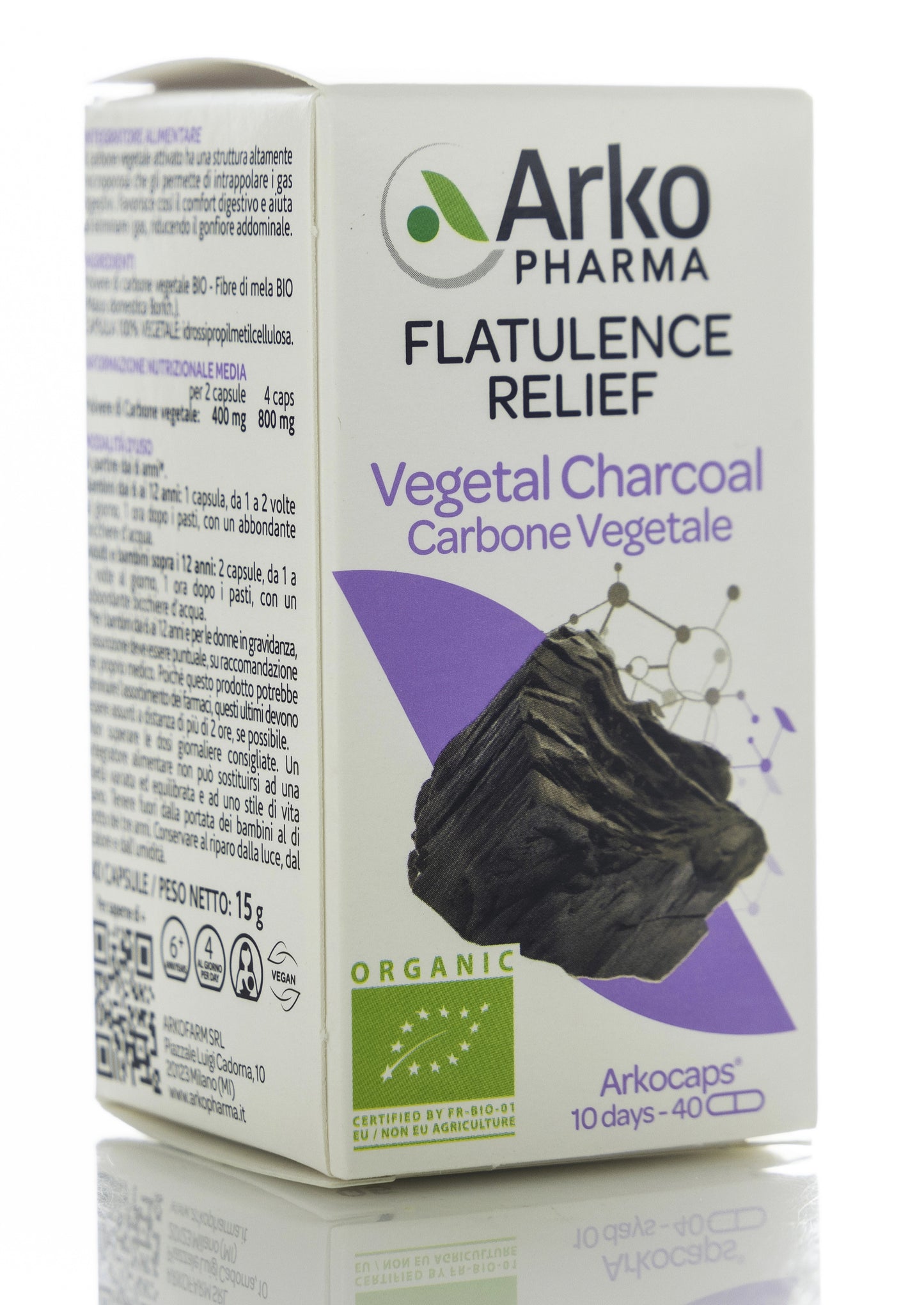Arkopharma Flatulence Relief Vegetal Charcoal 40 Capsules