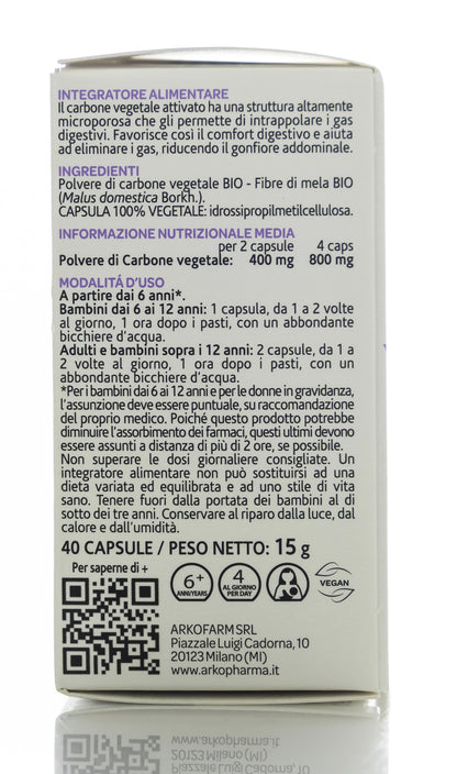 Arkopharma Flatulence Relief Vegetal Charcoal 40 Capsules