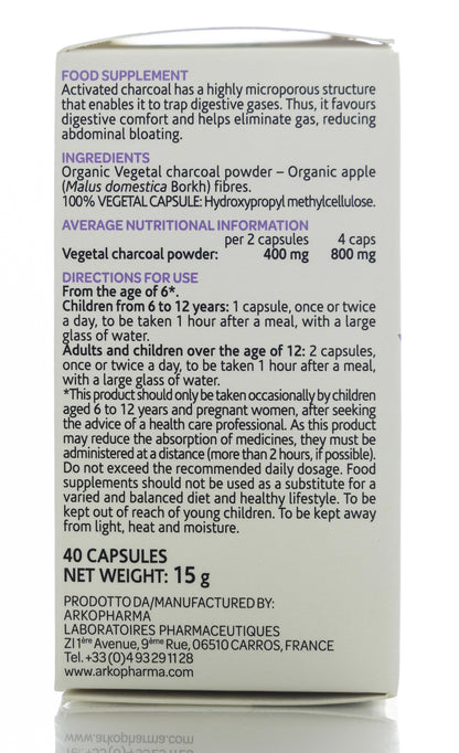 Arkopharma Flatulence Relief Vegetal Charcoal 40 Capsules