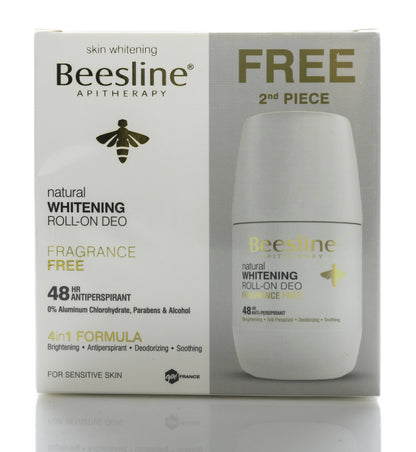 Beesline 48 Hours Whitening Roll On Deo Fragrance Free 50 Ml 1+1 Offer Pack