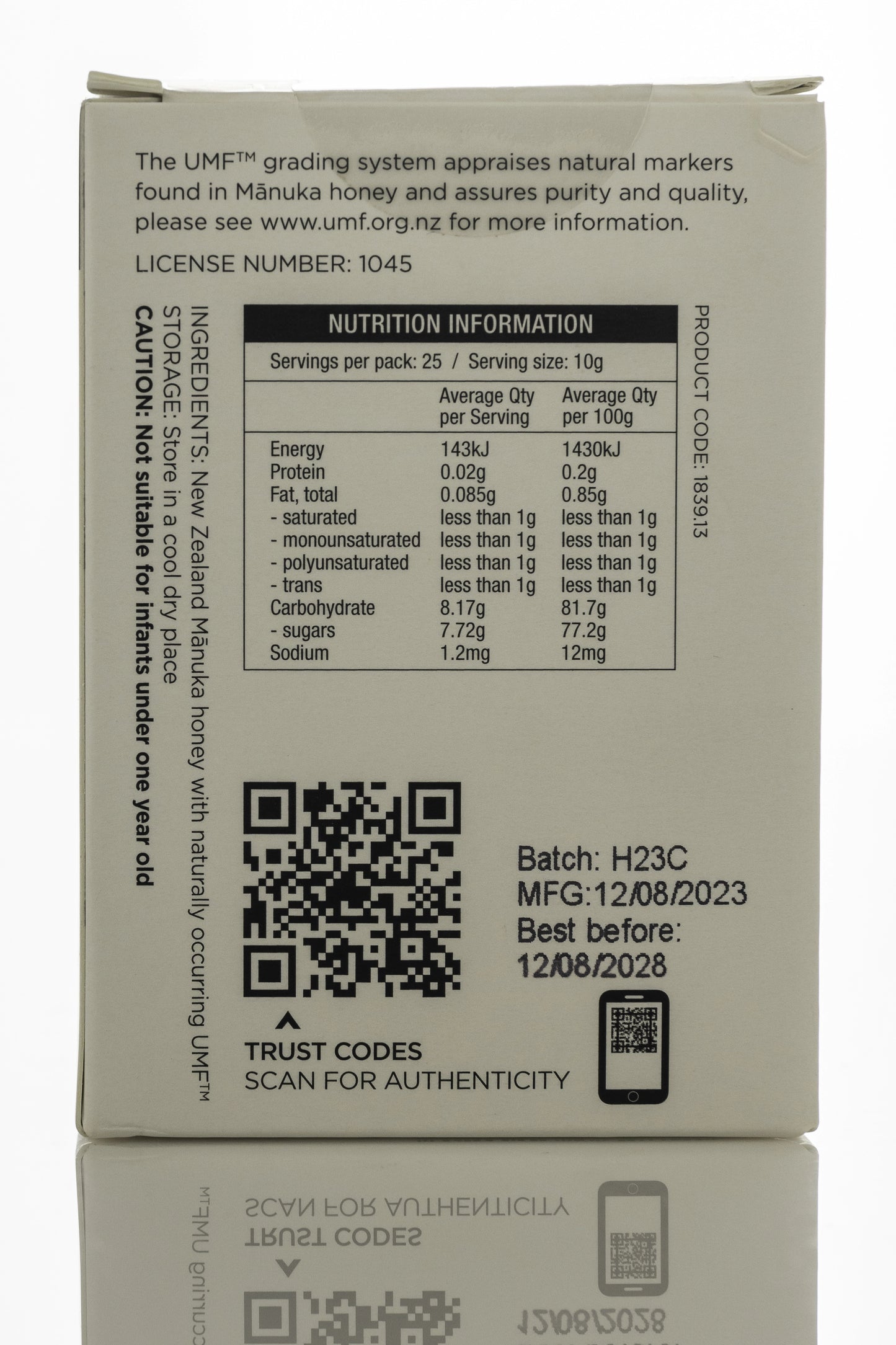 1839 Triple Churned Manuka Honey UMF 20+ MGO 829+ 250g
