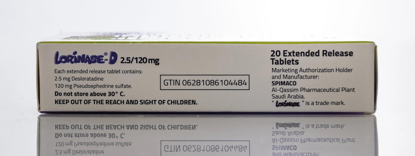 Lorinase-D 2.5/120Mg 20 Tablets