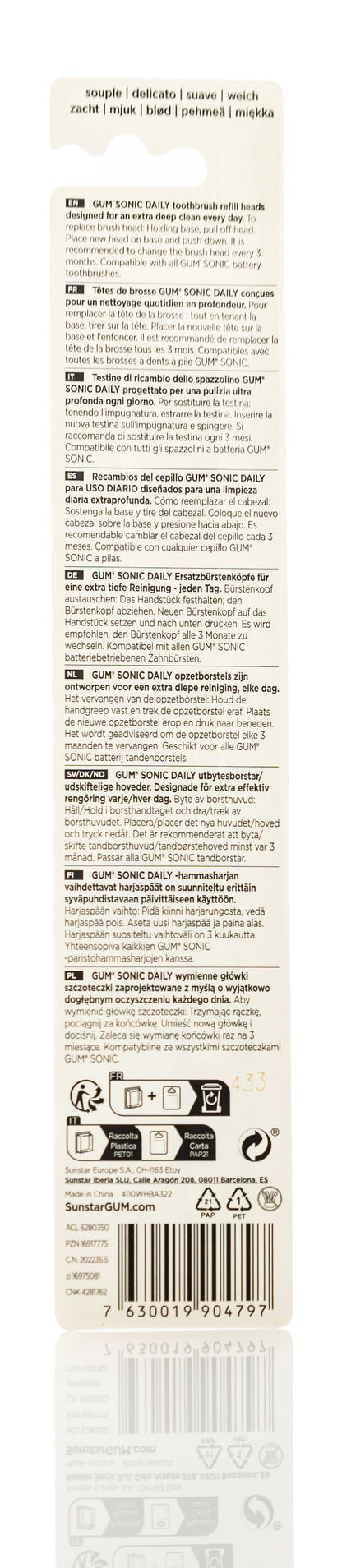 Gum Sonic Daily Toothbrush Refill Heads-White [4110]