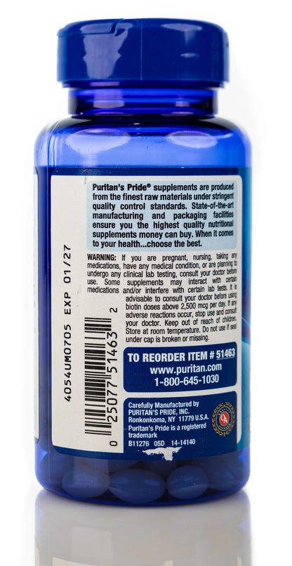 Puritan's Pride Biotin 10000 mcg 50 Softgels