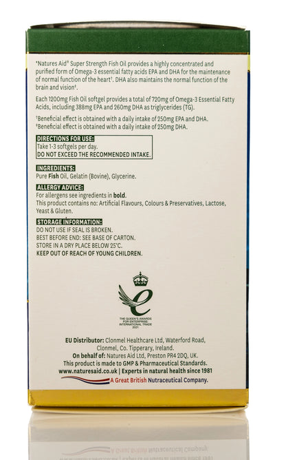 Natures Aid Super Strength Fish Oil Omega-3 720mg 60Softgel