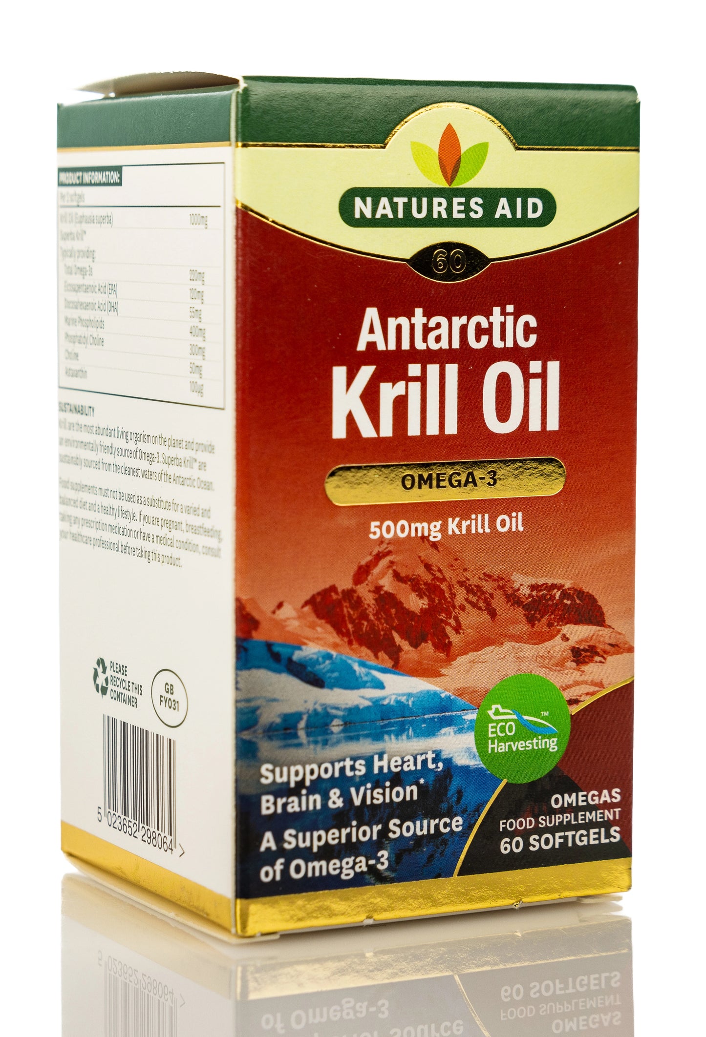 Natures Aid Antarctic Krill Oil Omega-3 500mg 60Softgel