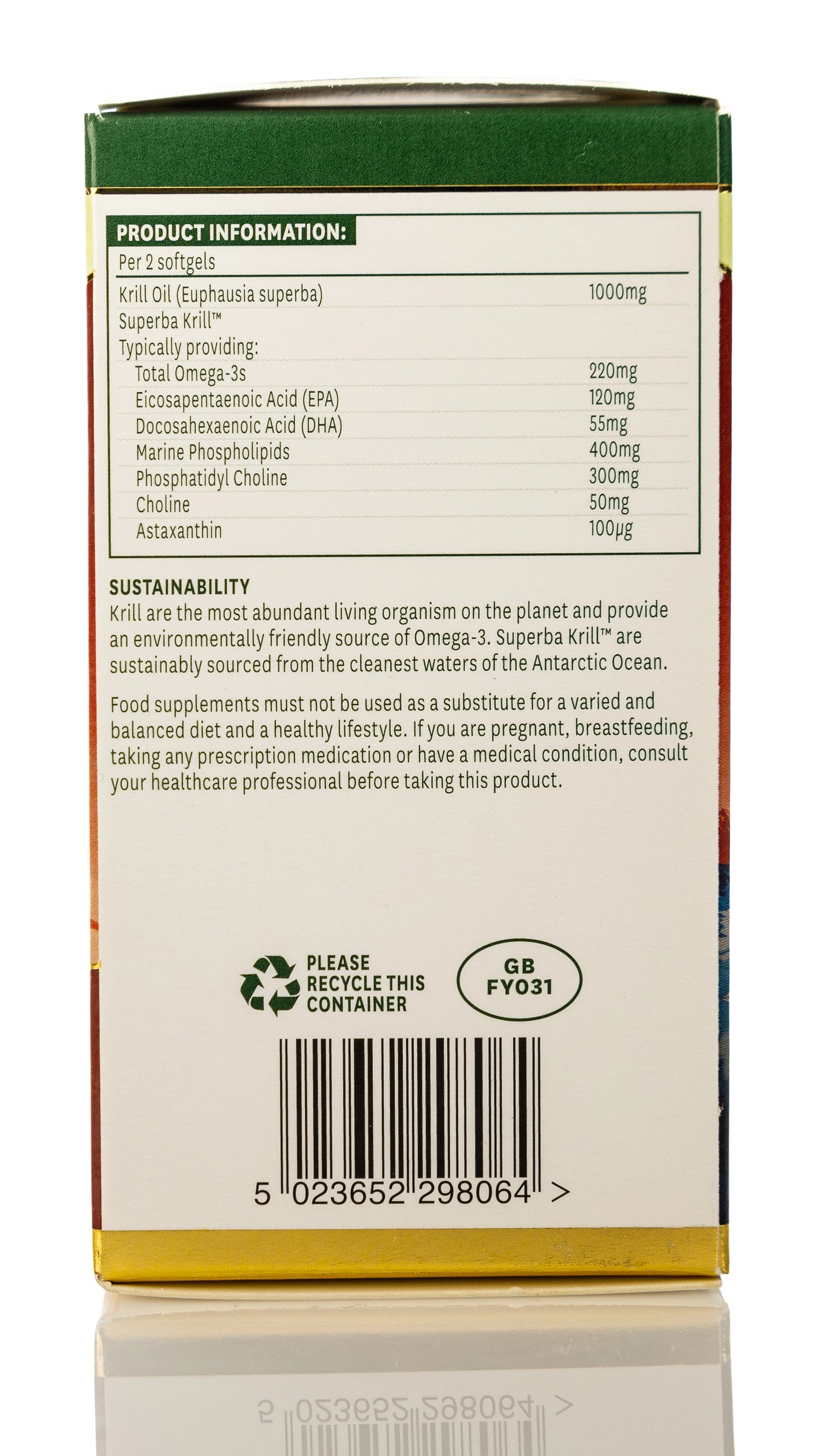 Natures Aid Antarctic Krill Oil Omega-3 500mg 60Softgel