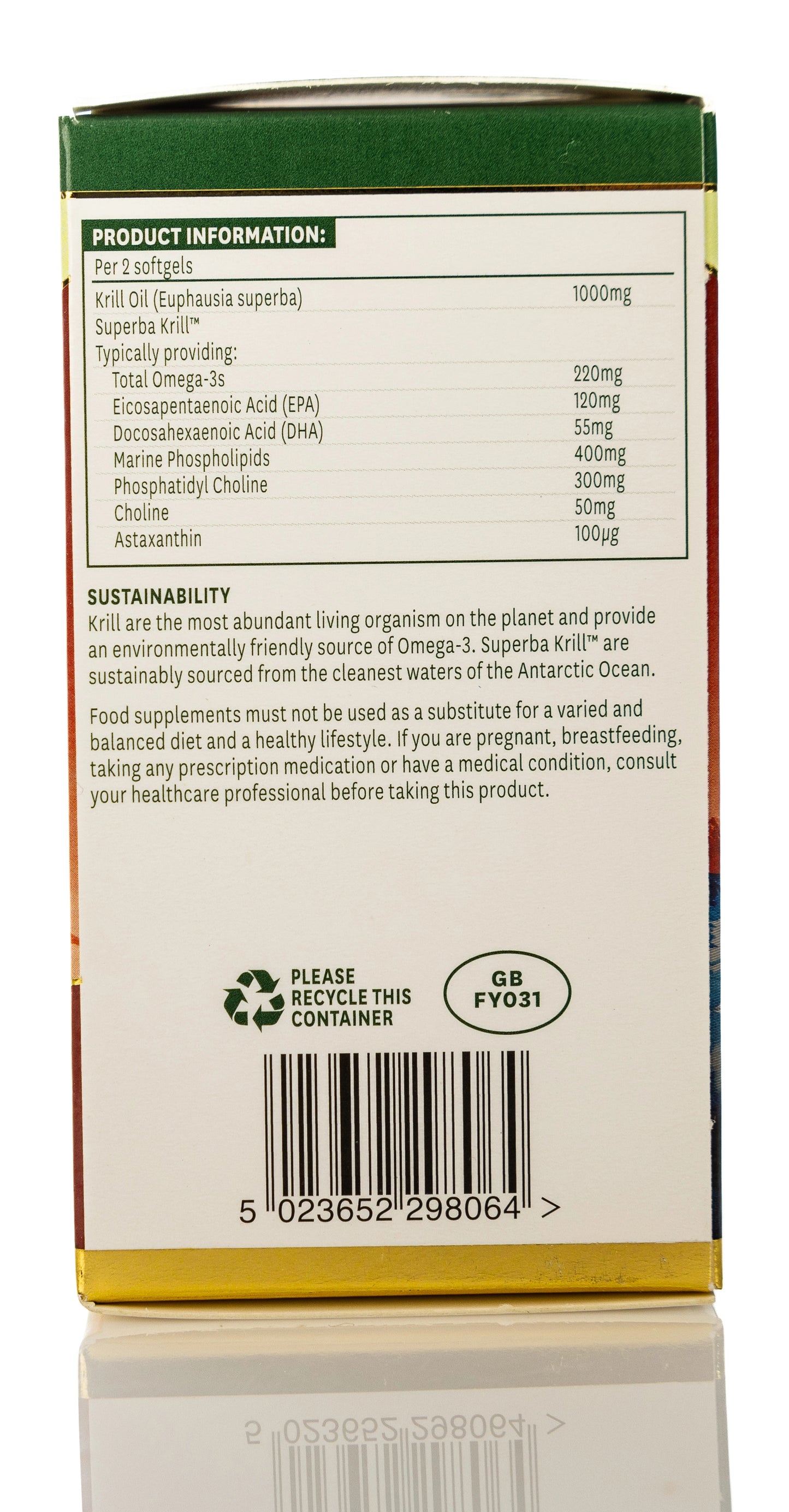 Natures Aid Antarctic Krill Oil Omega-3 500mg 60Softgel