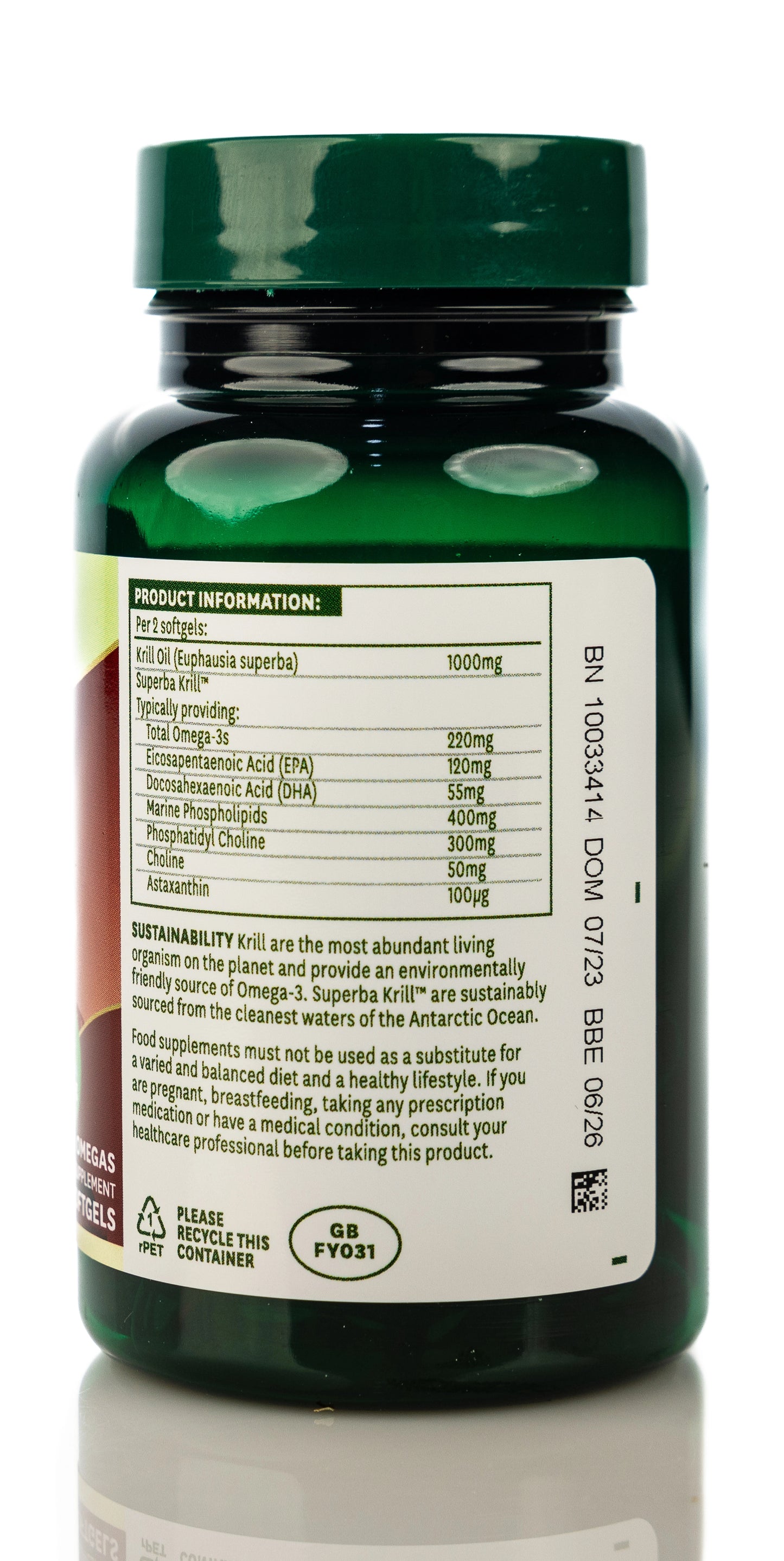 Natures Aid Antarctic Krill Oil Omega-3 500mg 60Softgel