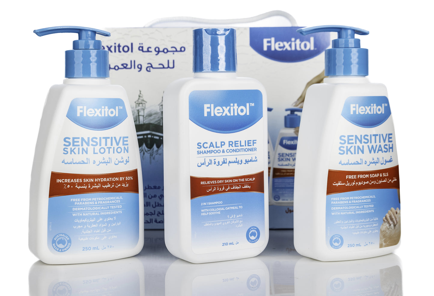 Flexitol Hajj and Umrah Kit (Sensitive Skin Set) [Shampoo, Lotion and Wash]