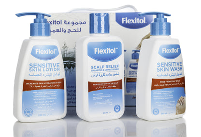 Flexitol Hajj and Umrah Kit (Sensitive Skin Set) [Shampoo, Lotion and Wash]