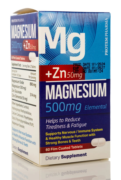 Protem Pharma Magnesium 500mg+Zing 50mg 60 Tablet