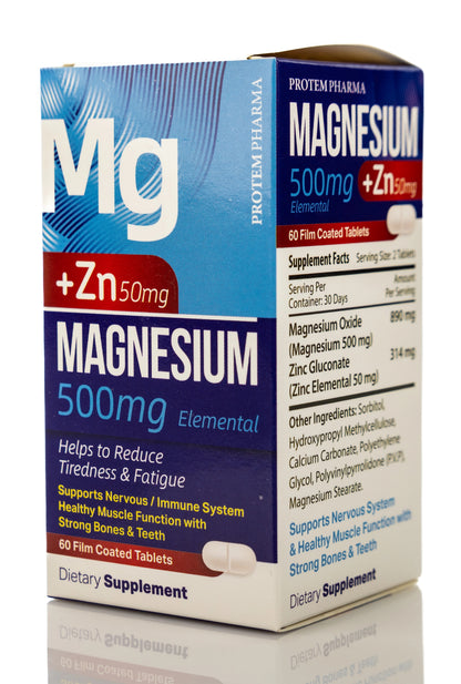 Protem Pharma Magnesium 500mg+Zing 50mg 60 Tablet