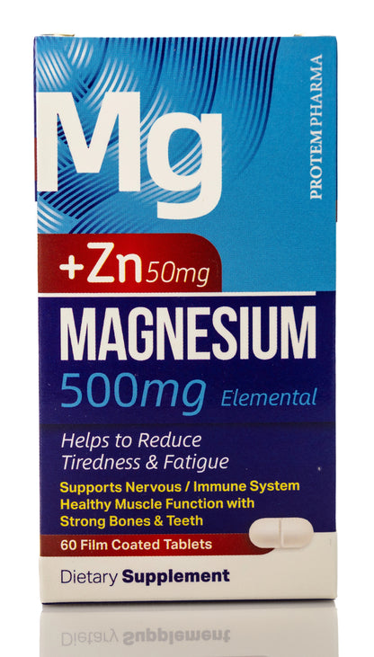 Protem Pharma Magnesium 500mg+Zing 50mg 60 Tablet