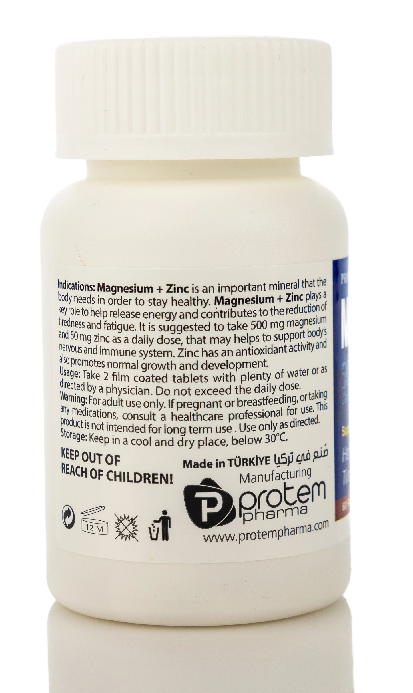Protem Pharma Magnesium 500mg+Zing 50mg 60 Tablet