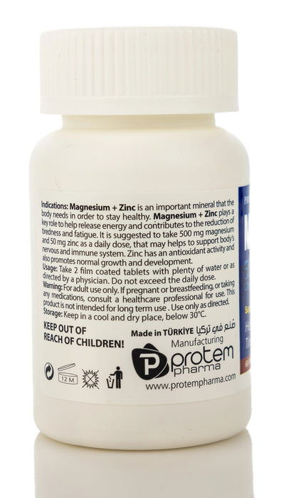Protem Pharma Magnesium 500mg+Zing 50mg 60 Tablet