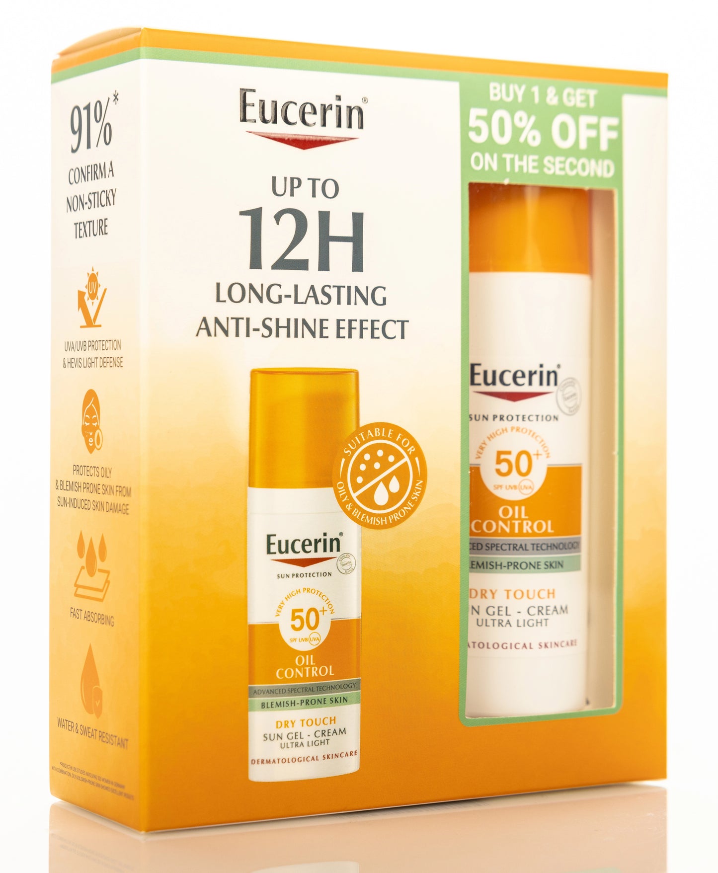 Eucerin Sun Oil Control Dry Touch SPF 50+ Gel-Cream 50 ml 2Pc[Buy1+ Get 50%Offer]