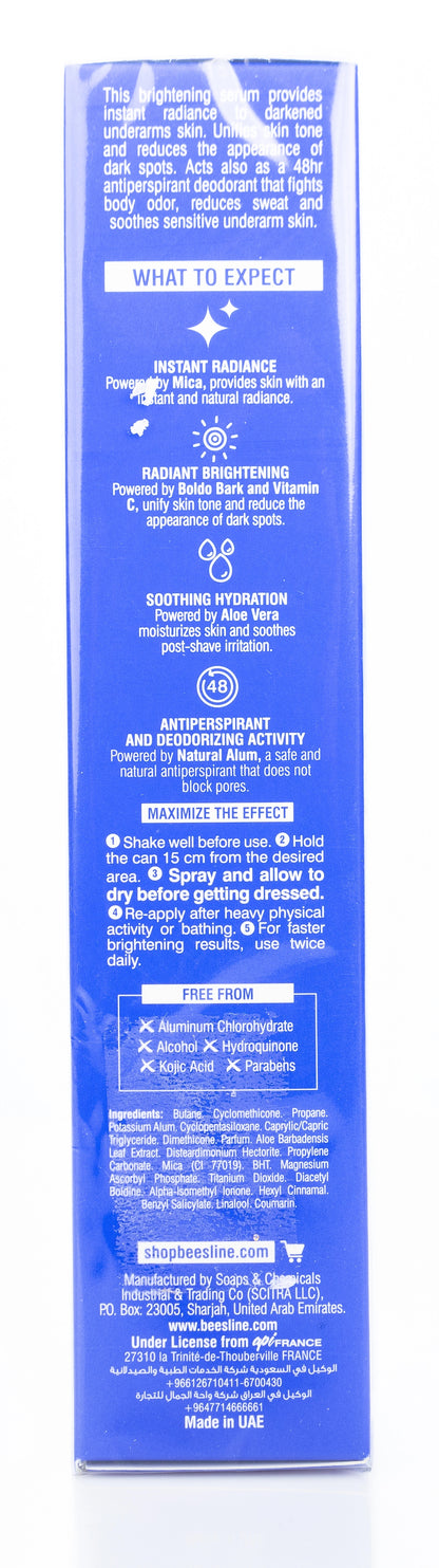 Beesline 48 Hours Radiant Bright Underarm Deo Serum With Vit C Instant Bright Spray 150 Ml