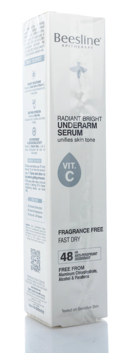 Beesline 48 Hours Radiant Bright Underarm Deo Serum With Vit C Fragrance Free Spray 150 Ml