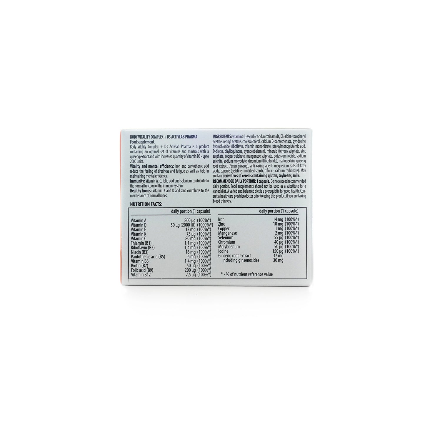 Activlab Body Vitality Complex + D3 30 Capsule