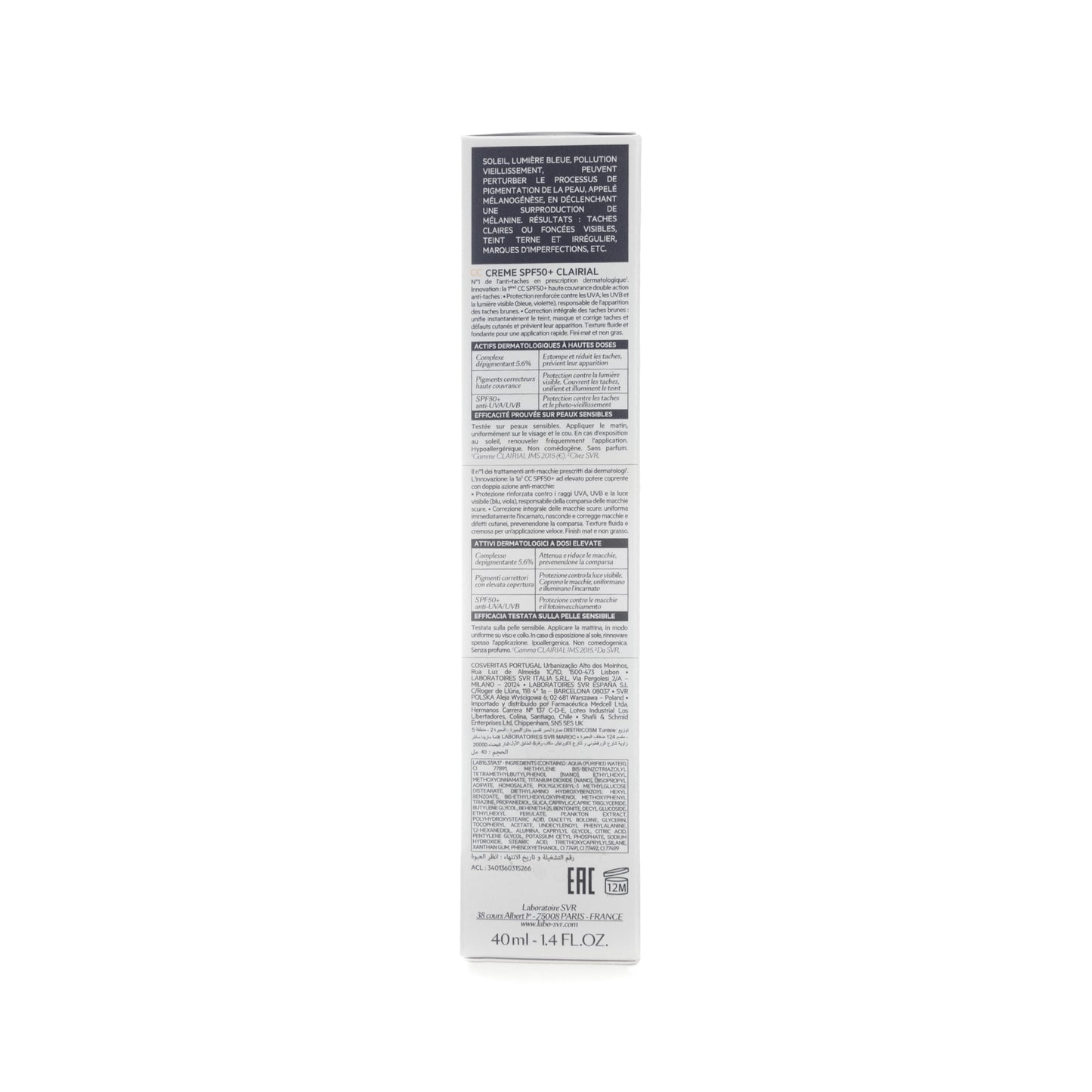 SVR Clairial CC Spf50+ Cream 40 ml [Light]